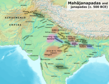 Magadha and other Mahajanapadas in the early post-Vedic period, c. 500 BC.