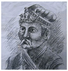 Een tekening van Koning Kalu Thapa Kshatri (1200-1251 v. Chr.)  