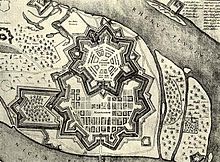 Rhine redoubt and citadel Mannheim in 1620