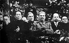Mao Zedong en Jozef Stalin in Moskou, december 1949