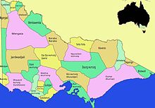 Mapa das tribos aborígines de Victoria (mapa de cores)