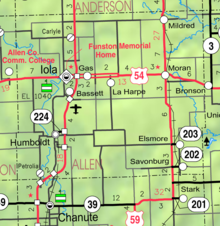 Mapa del condado de Allen