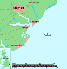 Un mapa de ubicación con la marca de Sealand  