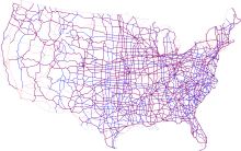Mapa dálnic USA  