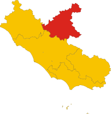 Kaart van de provincie Rieti  