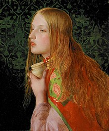 Pintura de uma mulher de cabelos ruivos