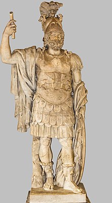Statue of Mars Ultor (The Avenger) in the Capitoline Museums in Rome (early 2nd century, originally from the Forum Transitorium).