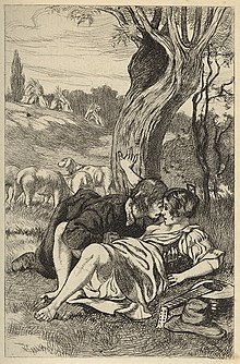 Ta grafika z naslovom Francion 15 Martina van Maeleja prikazuje par, ki se na prostem ukvarja s predigro. Nastala je leta 1925.