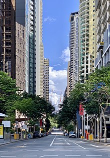 Uma rua vazia em Brisbane, 29 de março de 2020.