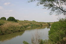 The Rio Grande at Matamoros (front) and Brownsville (back).