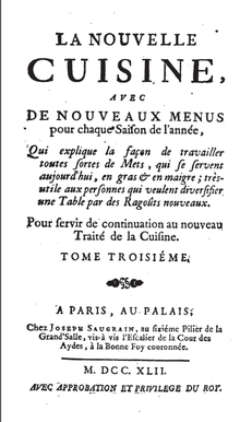 Менон, Новая кухня (1742)