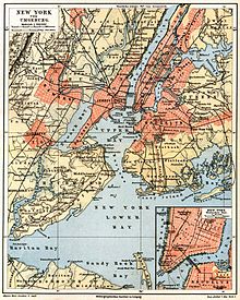 Historic, detailed map (circa 1885) of the region even before the expansion of New York City.