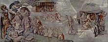 Ein Fesco in der Sixtinischen Kapelle, von Michelangelo. Es heißt Die große Sintflut