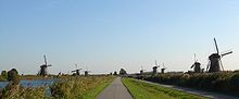 Windmill landscape Kinderdijk: windmills for pumping water
