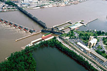 Le fleuve Mississippi entre Davenport et Rock Island