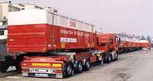 Mobile truck loading onto an eight-axle wagon