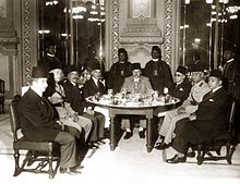 King Faruq with senior politicians and military officials at a Ramadan banquet