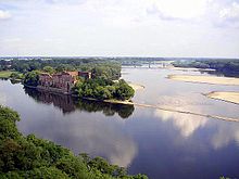 Confluence of the Narew (left) and Vistula (right) rivers near Modlin