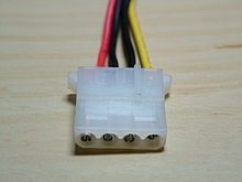 Molex-8981 connector for power supply, red = +5 V, black = ground, yellow = +12 V