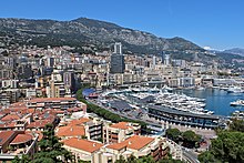 View to the Port Hercule and to Monte-Carlo