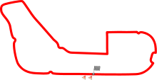 Monza, jota käytettiin vuosina 1935-1936 (kartassa esitetyillä viidellä risteyskaistalla) ja vuonna 1938 (vain viimeisellä risteyskaistalla).  
