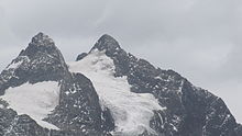 The glaciated Margherita peak of the Rwenzori massif, the highest mountain in both Congo and Uganda.
