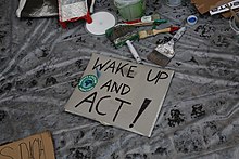 Posters and banners are part of a demonstration