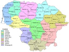 De provincies en gemeenten in Litouwen  