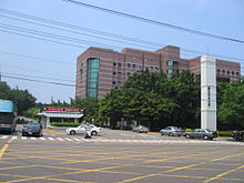 The main entrance of the university on Guangfu Street (Chinese 光復路) in Hsinchu.