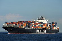 Container ship NYK Virgo on the river Elbe