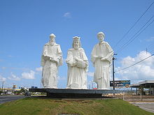 Larger-than-life monument of the Magi (Portuguese "Três Reis Magos") in Natal (Brazil), 2004