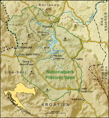 Kaart van het Nationaal Park Plitvice Meren