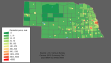 Nebraska population density by county