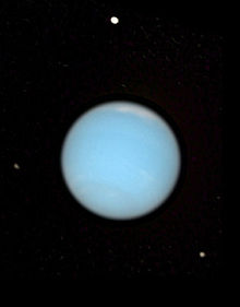 Helium makes up about 19% of Neptune's outer gas layers. Neptune's main constituent is hydrogen; the blue-green coloration is due to methane.