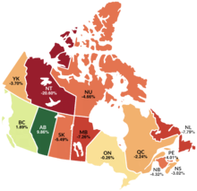 Migração interprovincial acumulada líquida por Província de 1997 a 2017, como uma parcela da população de cada Província
