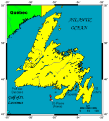 Mapa de Newfoundland. A reserva está no canto inferior direito do mapa, na Península de Avalon, quase uma ilha.