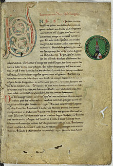 A primeira página da fonte C do texto (1220)