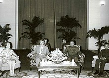 Pol Pot (second from right) with Elena and Nicolae Ceaușescu and Khieu Samphan (far right) during a visit to Romania, 1978.
