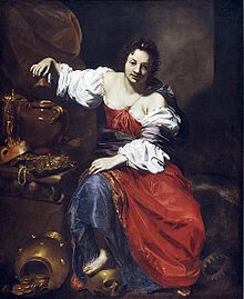 Nicolas Régnier : Allégorie de la vanité - Pandore, vers 1626. Régnier a représenté Pandore avec une jarre, et non une boîte.