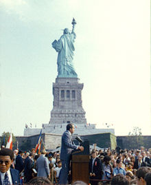 September 26, 1972: President Richard Nixon gives a speech at the opening of the Immigration Museum.