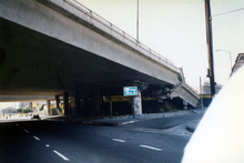 Interstate 10 bridge at La Cienega Boulevard damaged by the 1994 Northridge earthquake.