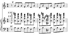 Overtone synthesis of the organ: played tones (top), sounding tones (bottom)
