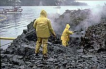 Uppstädning efter oljeutsläppet från Exxon Valdez  