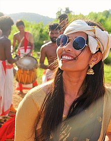Modelka v keralském sárí během oslav onamu  