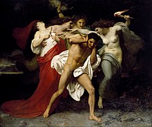 Les Remords d'Oreste - Orestes is chased by furies. (William Adolphe Bouguereau, 1862, Chrysler Collection, Norfolk)