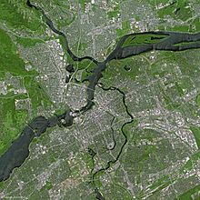 Satellite view of Ottawa and Gatineau