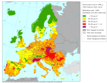 particulate matter (PM10) pollution in Europe.