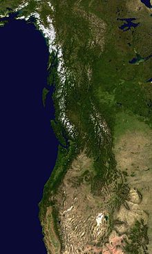 Satellietbeeld van het noordwesten van de Stille Oceaan