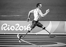 Een loper op de Paralympische Spelen van Rio 2016  
