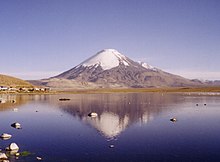 Lago Chungará and volcano Parinacota